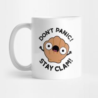 Don't Panic Stay Clam Cute Animal Pun Mug